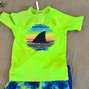 Lands' End Boys’ 2-Piece Swim Set – Rash Guard & Swim Trunks Size XS (4-5)